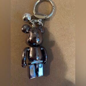 Bearbrick Silver Metallic Bear Keychain Charm
